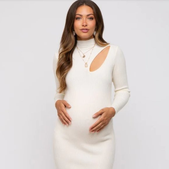 NEW!Lavander Cutout Fitted Maternity Knit Dress - Picture 7 of 11